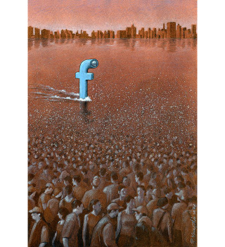 Illustration for article titled Cartoons About Our Relationship To Facebook Are Clever But Depressing